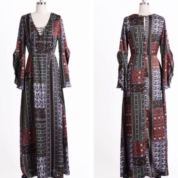 clmayfae Dresses & Skirts - ▪️CLEARANCE *LAST1* Patchwork Silk Boho Maxi