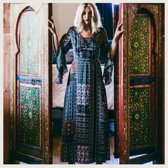 ▪️CLEARANCE *LAST1* Patchwork Silk Boho Maxi - Picture 2 of 3