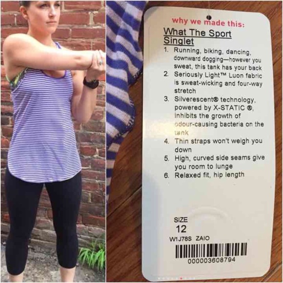 NWT Lululemon What The Sport singlet purple stripe - Picture 2 of 4