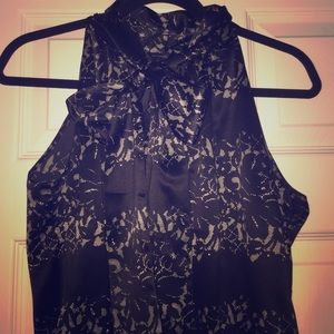 Banana Republic Satin Lace Print Bow Top