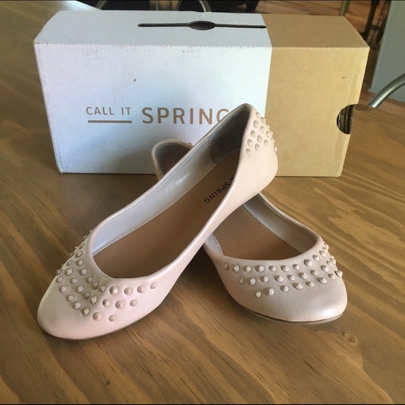 Call It Spring - Nude Studded Flats.