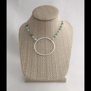 Silver halo necklace with Peruvian opal