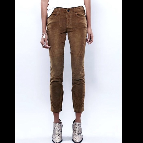 Free People Denim - Free People gold brown Velvet Stretch Cord Jean 27