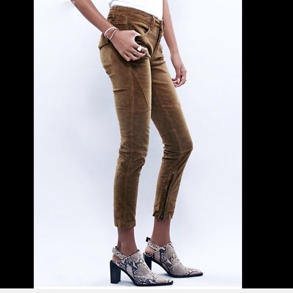 Free People gold brown Velvet Stretch Cord Jean 27 - Picture 2 of 4