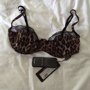 DOLCE & GABBANA SHEER CHEETAH PRINT DEMI BRA 34DD