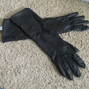 Long length brown leather gloves, like new.