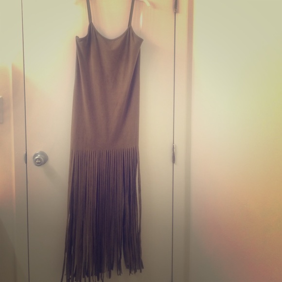 Faux Suede Fringe Bodycon Dress