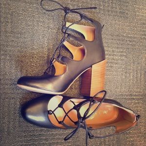 Black lace up booties