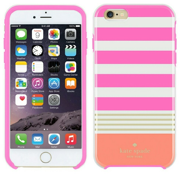 NIB Kate Spade iPhone 6/6s Pink Candy Stripes Case
