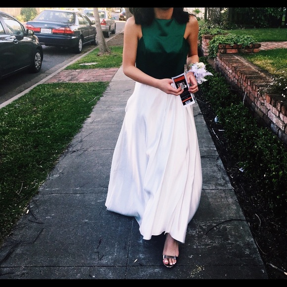Elegant Prom Gown Green & Ivory Petite Size