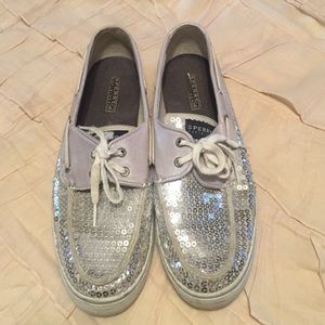 Silver Sperry Topsider Shoes