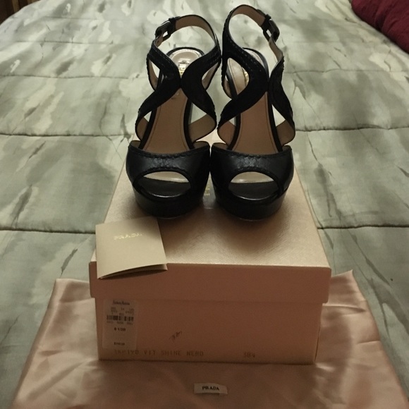 Prada Vit Shine Nero Black Heels/platforms