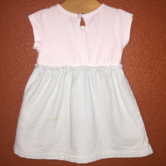 Circo White And Blue Striped Textured Dress 9 mon - Picture 3 of 4