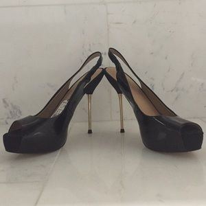Zara Platform Slingback Peep Toe Shoes