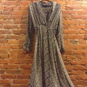 Long sleeve snake print maxi dress