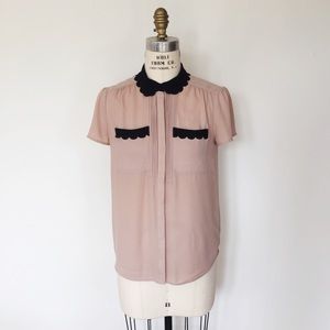 Anthropologie Scallop Collar Blouse