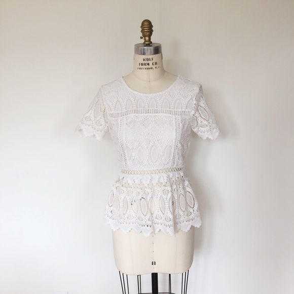 White JOA Peplum Top
