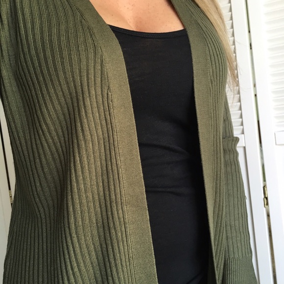 Olive Long Open Cardigan - Picture 2 of 4