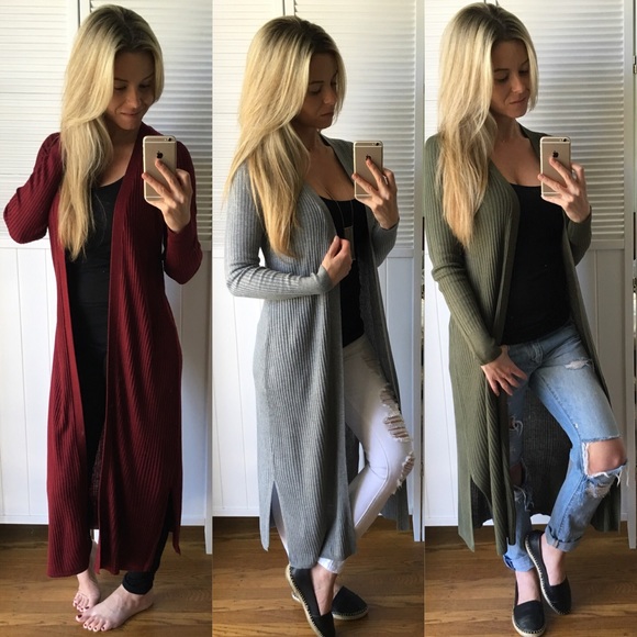 Olive Long Open Cardigan - Picture 4 of 4