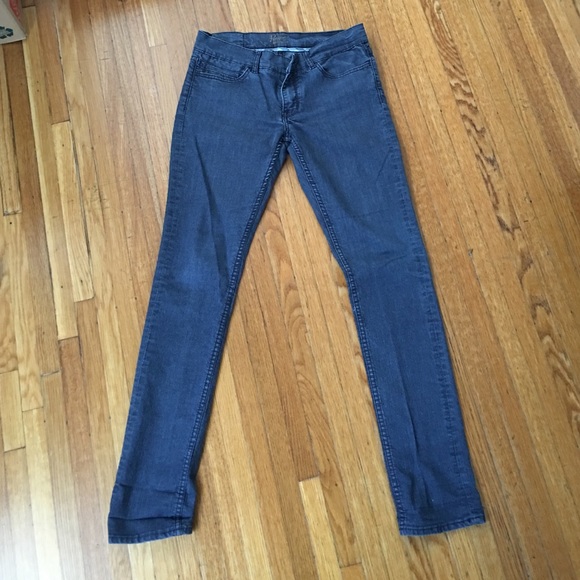 Penguin straight leg, light wash jeans.
