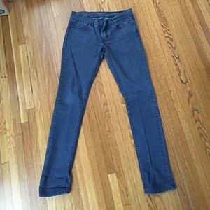 Penguin straight leg, light wash jeans.
