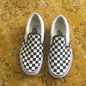 Vans black & white checkered slip ons