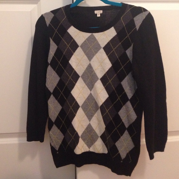 J.Crew Black Argyle Sweater