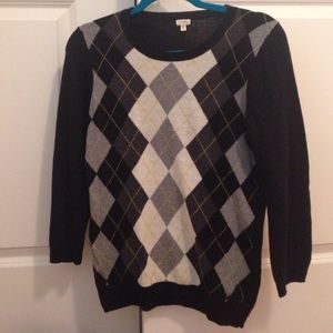 J.Crew Black Argyle Sweater