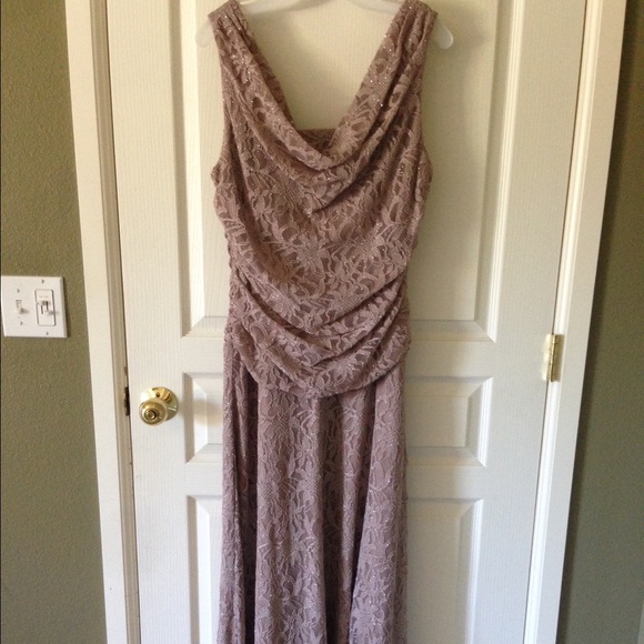 Floor length mauve sequin occasion dress