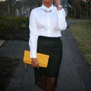 Ann Taylor Black Net Midi Skirt