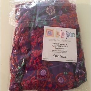 Lularoe OS Purple Pink Floral Pattern