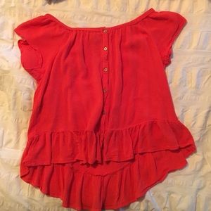 SOLD!! Coral off the shoulder top size XS!!