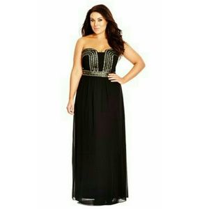 SALE  ❤ City Chic Plus Size Strapless Beaded Gown