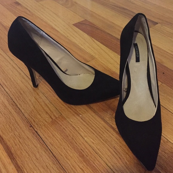 Black suede heels