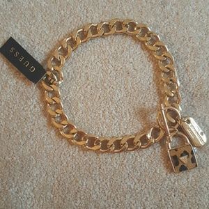 🚫SOLD🚫 GUESS Gold Dogtag and Leopard Padlock