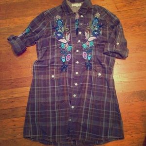 "Johnny Was" Embroidered Flannel