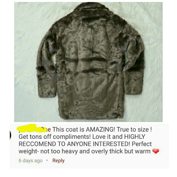 1 left! Faux Fur coat moto zipper Mocha Brown - Picture 5 of 5