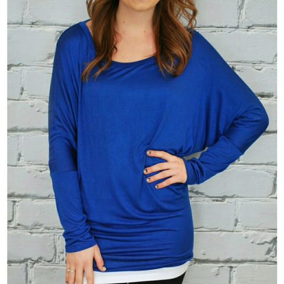 New Royal Blue Long Sleeve Dolman - Picture 2 of 2
