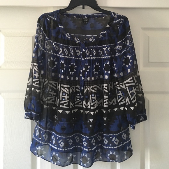 Blue and white patterned tunic