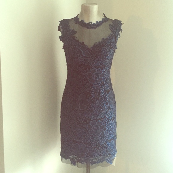 NWOT Mixed Media Lace And Sheer Cocktail Dress