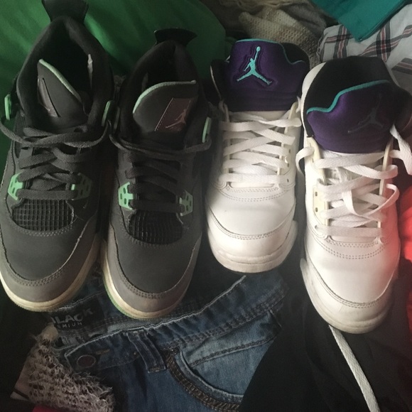 Jordan Shoes - Jordan Green Glow 4s Jordan Grape 5s both for $60