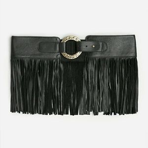 BEBE Boho-cool Leather Belt with Fringe.