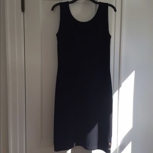 St. John Black Knit Dress with Gold Embellishments