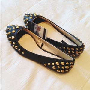 BDG black riveted flats