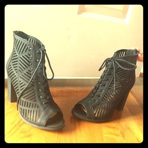 Black open toe heals