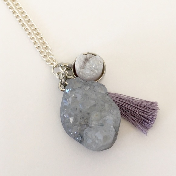 Jewelry - Bohemian Druzy Tassel Pendant Necklace