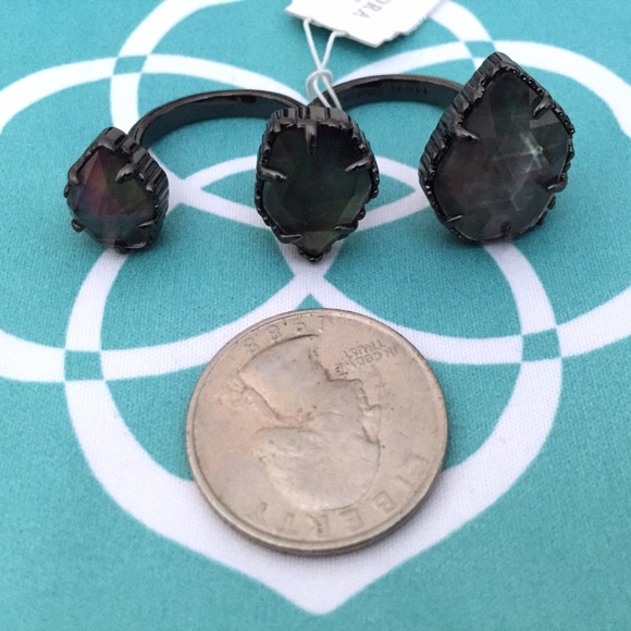 NWT Kendra Scott Naomi Black Pearl Double Ring - Picture 3 of 4