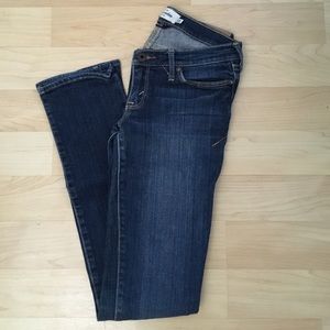Dark-wash skinny Abercrombie jeans.