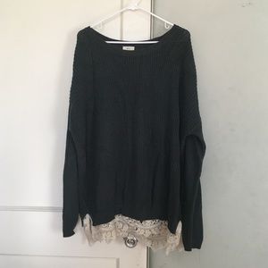 Lace trim sweater