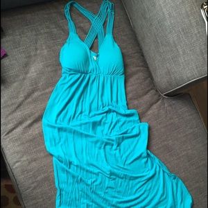Blue-green maxi dress